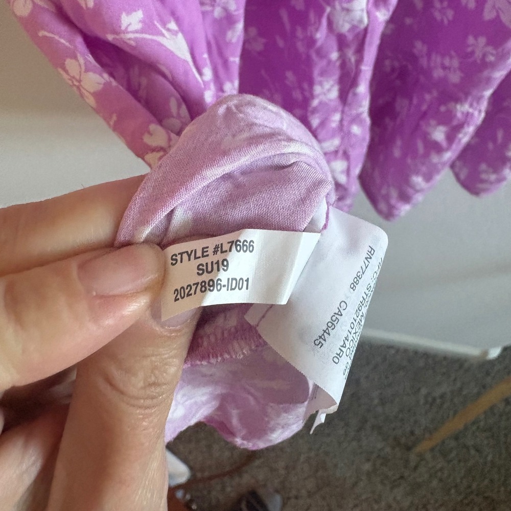 J. Crew Wrap Dress Floral Print Purple White Cap Sleeve Ruffle Midi Size 6 - Picture 5 of 8